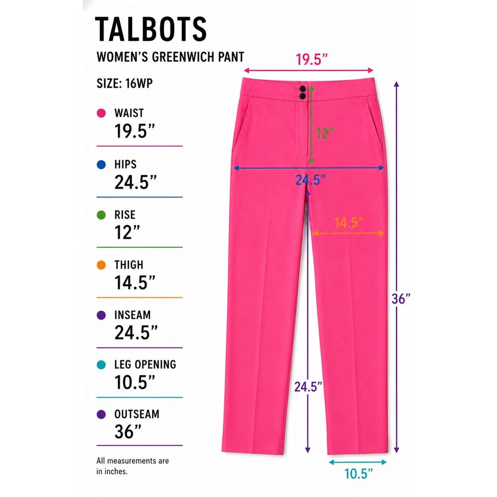 Talbots Greenwich Pant Pink Wide Leg Linen Blend Pants Plus Petite 16WP Pockets - Picture 6 of 6
